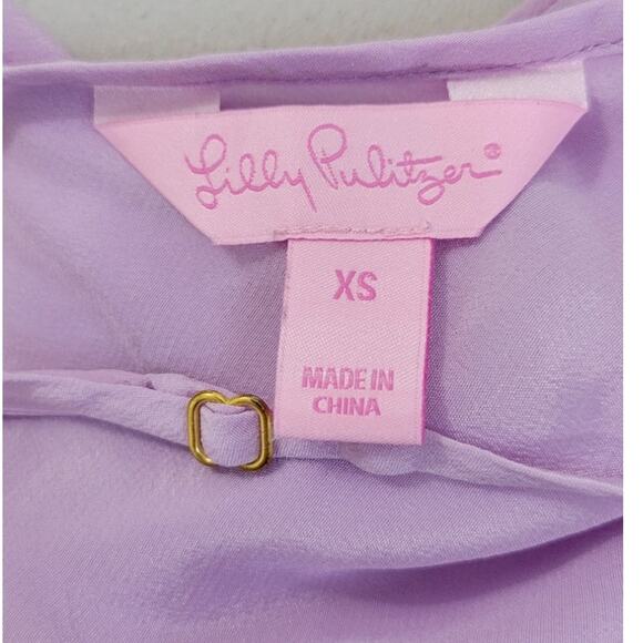 Lilly Pulitzer Tank Top X-Small Lavender 100% Silk Whimsical Fairy Beach Boho - Picture 7 of 9